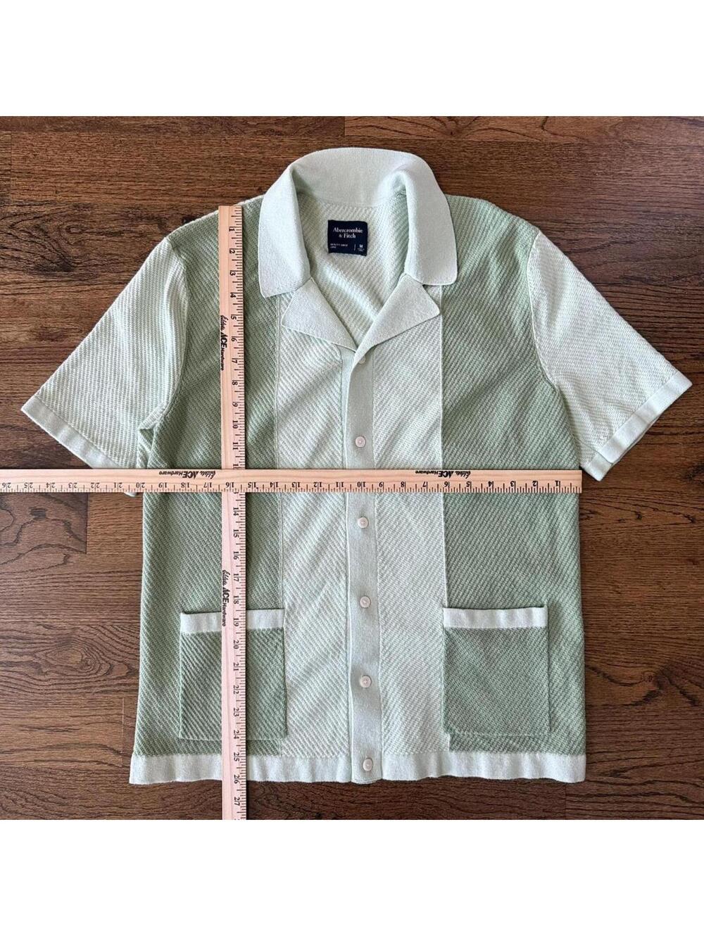 💚 Abercrombie & Fitch Textured Knit Camp Shirt — Men’s M - Picture 5 of 6